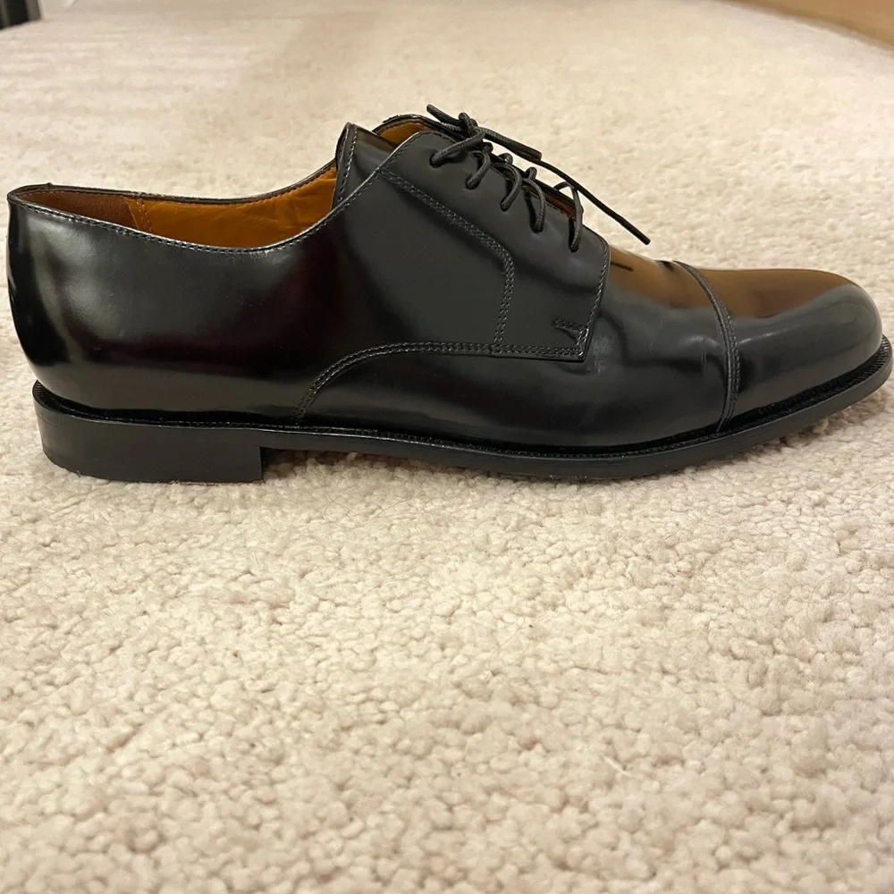 Cole Haan Men’s Black Patent Leather Oxford Formal Shoes Toe Cap‎ EUC Size 13